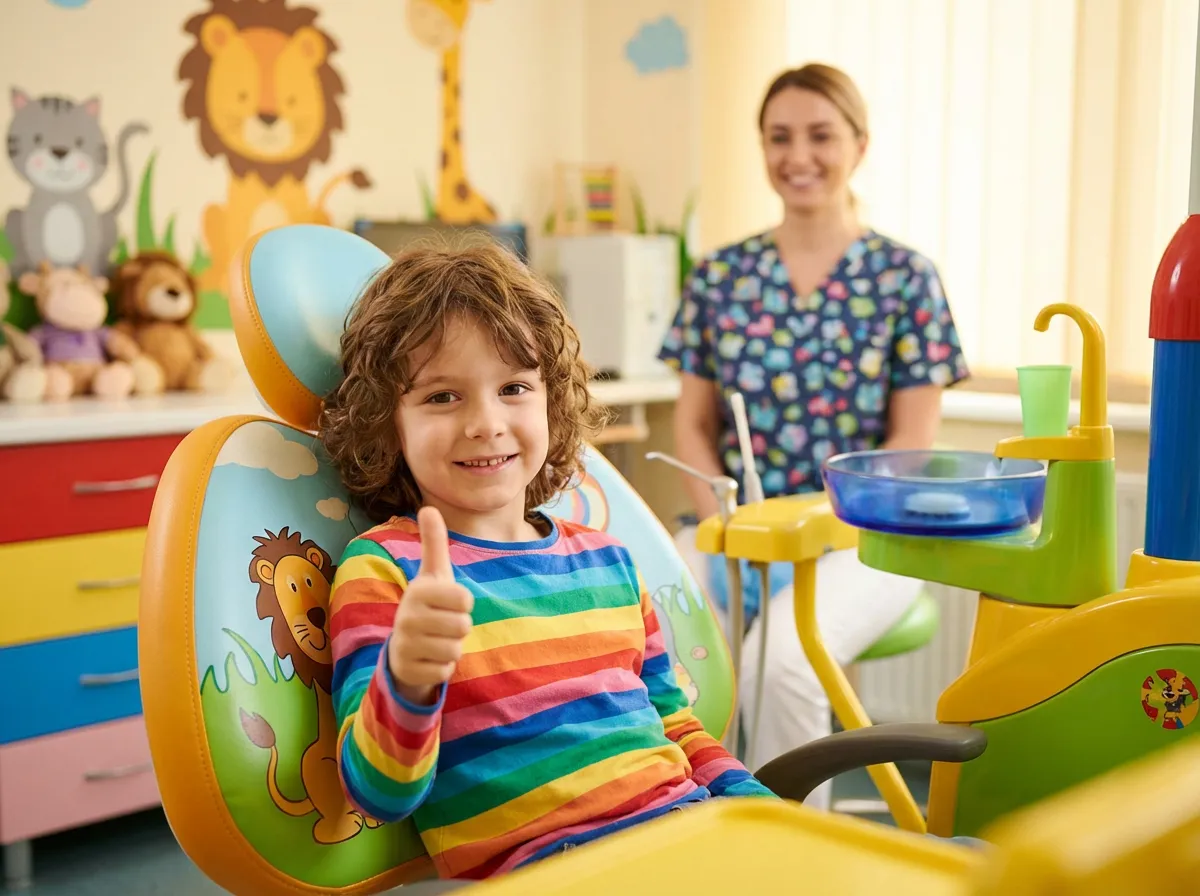 Happy child at the dentist